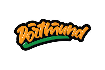 Dortmund lettering text. Vector illustration logo text for webpage, print and advertising.