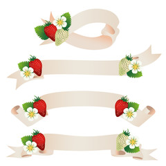 set of strawberry and ribbon