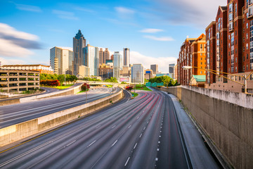 Fototapeta na wymiar Atlanta, Georgia, USA downtown skyline over the highways at dusk