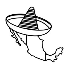 Isolated mexican map with hat vector design