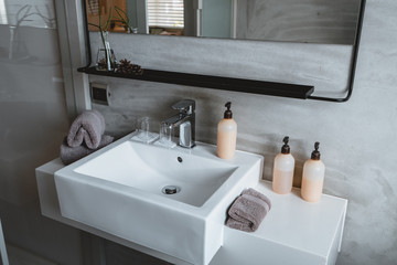 Modern bathroom faucet, Very high end faucet, sink, and counter in a luxury bathroom