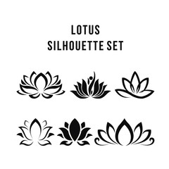 Lotus flower vector logo Set icon  Spiritual simple isolated silhouette symbol sign