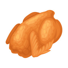 Whole Fried Chicken Isolated on White Background