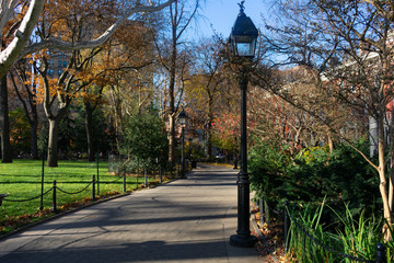 Walkway at Washington Square Park during Autumn in New York City