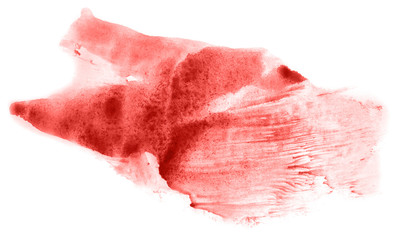 Abstract watercolor background hand-drawn on paper. Volumetric smoke elements. Red color. For design, web, card, text, decoration, surfaces.