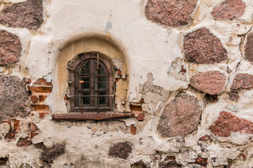 Window on the facade of the Round Tower, Vyborg, Leningrad Oblast, Russia