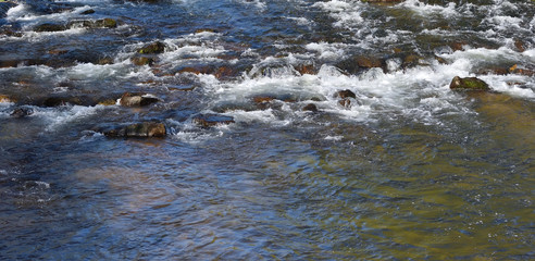 Beautiful background of a flowing river with text space. Backdrop for design