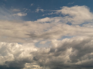 Blue cloudy sky natural background.