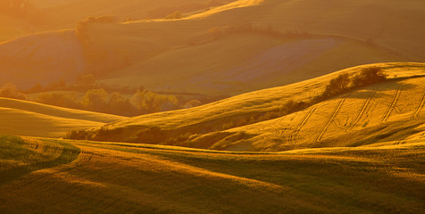 Tuscany, amazing sunset italian landscape