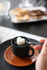 cup of coffe with sugar heart