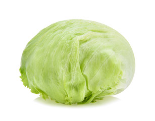 Green Iceberg lettuce on white background