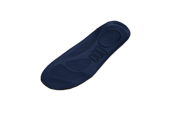 Blue orthopedic insole on a white background