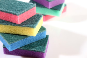 Sponges for washing dishes. Lots and multi-colored