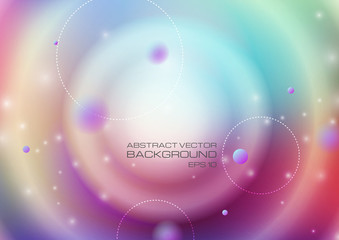 Abstract circles with lighting on blurred colors background