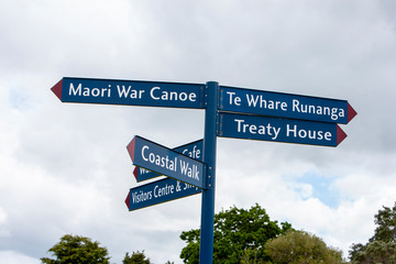 Waitangi Treaty grounds New Zealand. Sign