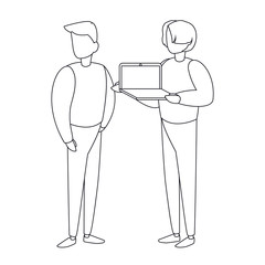 Isolated avatar men with laptop vector design
