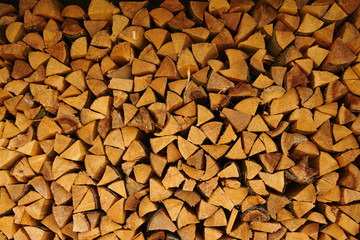 Pile of wood cut for fireplace