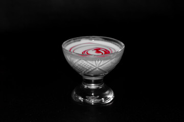 glass of water on black background