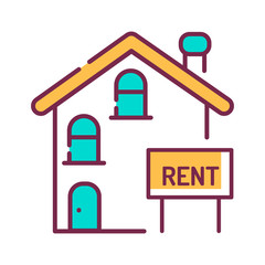 Rental of property color line icon. An agreement where a payment is made for the temporary use of property. Pictogram for web page, mobile app, promo. UI UX GUI design element. Editable stroke.