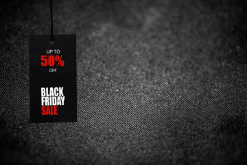 Black Friday. Sale tag on the black background