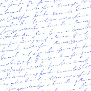 Handwritten abstract text seamless pattern, vector cursive script background, imitation of hand-drawn ink text
