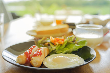 Breakfast on the table.