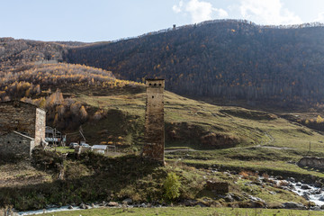 The  small village is located on a mountainside in Svaneti in the mountainous part of Georgia