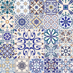 Big set of tiles in portuguese, spanish, italian style. For wallpaper, backgrounds, decoration for your design, ceramic, page fill and more.