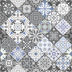 Seamless tiles background in portuguese style. Mosaic pattern for ceramic in dutch, portuguese, spanish, italian style.
