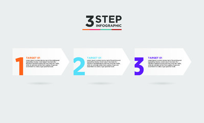 3 step infographic element. Business concept with 3 options and number, steps or processes. data visualization. Vector illustration.