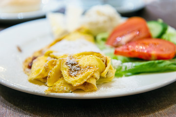 omelet with ham tomato and green salad