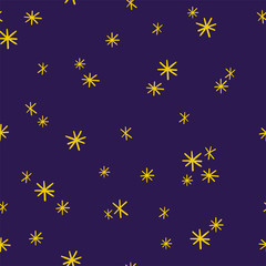 Cute hand drawn star or snow flake seamless vector pattern