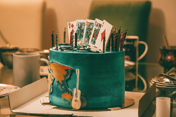birthday cake with playing cards
