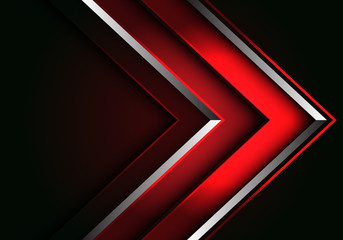 Obraz premium Abstract red silver line arrow direction design modern luxury futuristic background vector illustration.