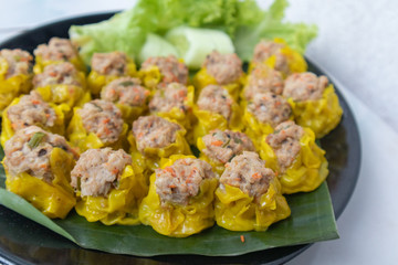 dim sum or steamed minced pork dumplings at Phatthalung, Thailand