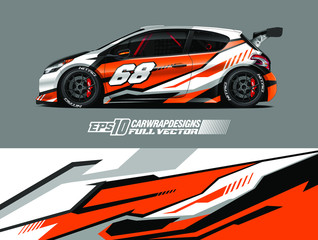 Racing car wrap design vector. Graphic abstract stripe racing background kit designs for wrap vehicle, race car, rally, adventure and livery. Full vector eps 10