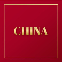 Gold China in Red Background