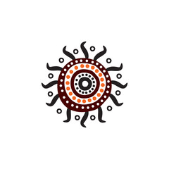 Aboriginal art dots painting icon logo design vector template