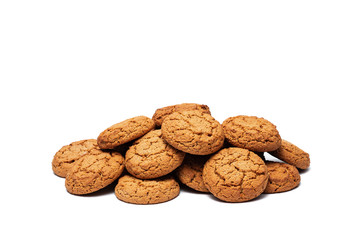 a lot of oatmeal cookies on a white background
