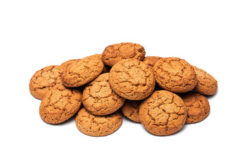 a lot of oatmeal cookies on a white background