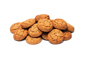 a lot of oatmeal cookies on a white background