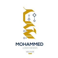 Creative Arabic typography Mean in English ( Arabic name Mohammed ) , Arabic Calligraphy  