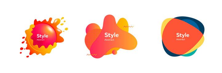 Modern composition of colored abstract liquid shaped forms. Design template for logo, flyer or presentation. Abstract form dynamic composition. Modern style vector illustration