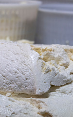 Artisan process of mozzarella cheese production in Italy