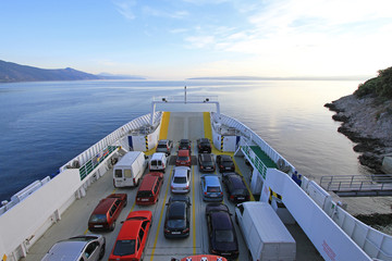 Ferryboat Transport Between Krk and Cres Islands in Croatia
