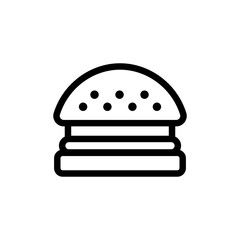 Burger icon vector. A thin line sign. Isolated contour symbol illustration