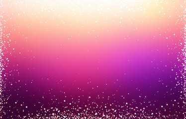 Pink yellow purple gradient background blur decorated golden glitter frame. Festive trend.