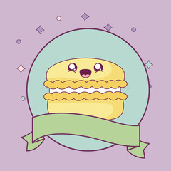 Kawaii cookie cartoon with rbbon vector design