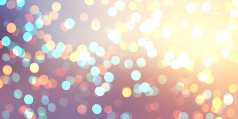 Golden and blue glitter on wide banner. Holiday empty background. New year style. Celebration bokeh texture. Christmas trend.