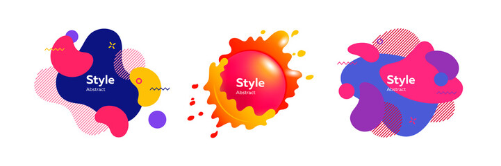 Set of layered colorful fluid blobs. Design template for logo, flyer or presentation. Abstract form dynamic composition. Modern style vector illustration